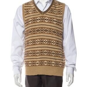 Ralph Lauren Tan and Brown Knit Vest. SIZE LARGE